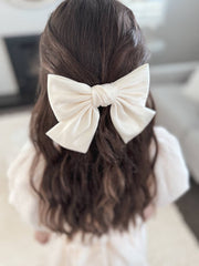 A Little Lacey Girls Champagne Satin Bow