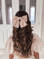 A Little Lacey Girls Pink Satin Bow