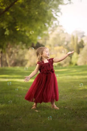 A Little Lacey Layla Girls Burgundy Tutu Dress