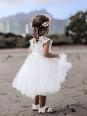 A Little Lacey Layla Girls White Tutu Dress