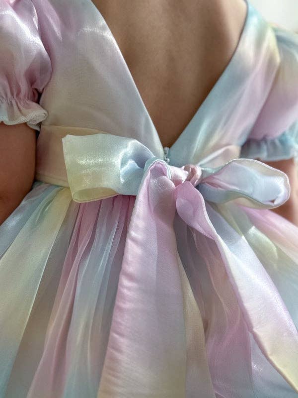 A Little Lacey Anastasia Girls Rainbow Organza Dress