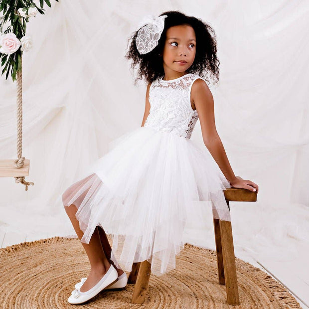 Designer Kidz Tara Heart Back Dress - Ivory