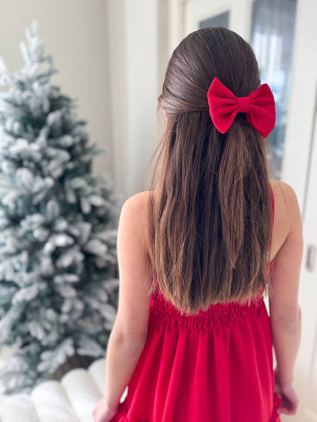A Little Lacey Sabrina Red Girls Hair Bow