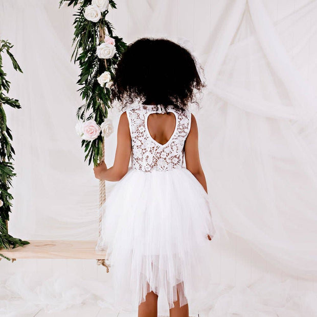 Designer Kidz Tara Heart Back Dress - Ivory