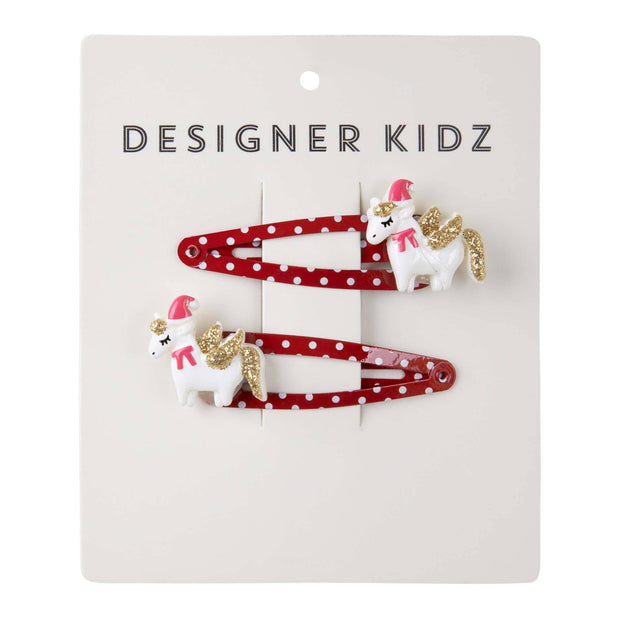 Designer Kidz Christmas Unicorn Hair Clips