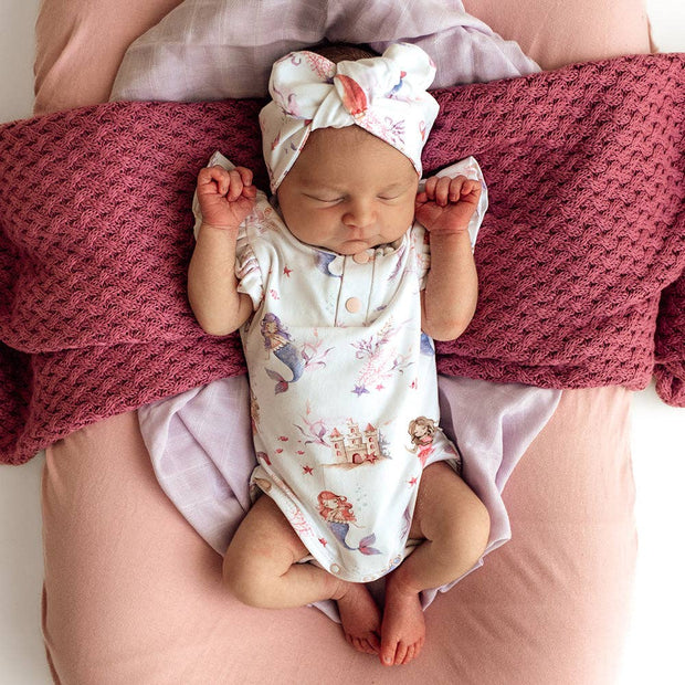 Snuggle Hunny Short Sleeve Organic Bodysuit with Frill -  Mermaid