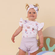 Snuggle Hunny Short Sleeve Organic Bodysuit with Frill -  Mermaid