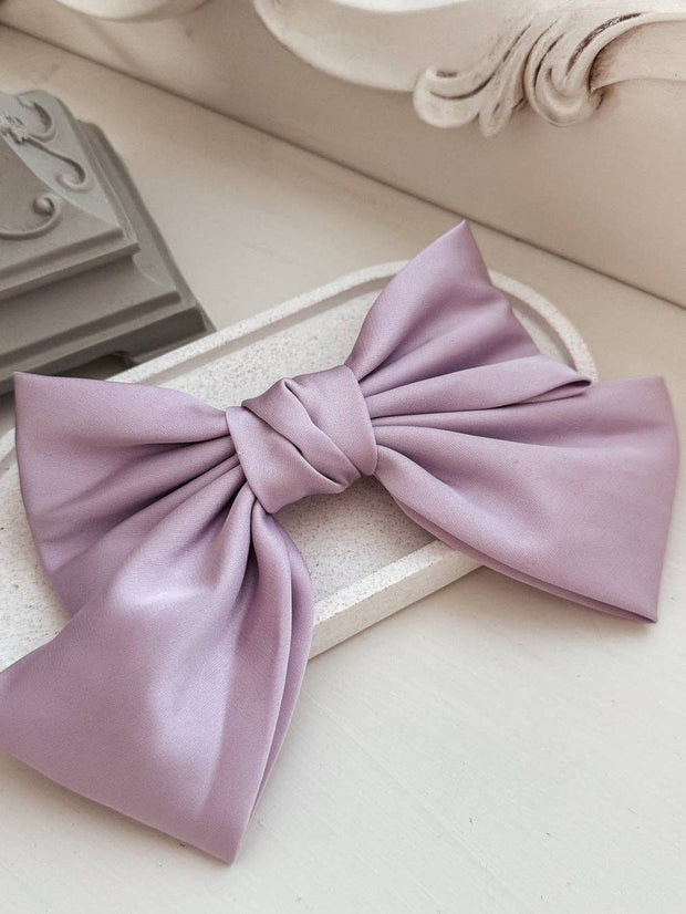 A Little Lacey Girls Lilac Satin Bow