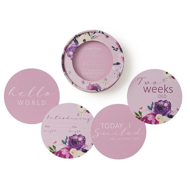 Snuggle Hunny Floral Kiss & Blossom Pink Reversible Milestone Cards