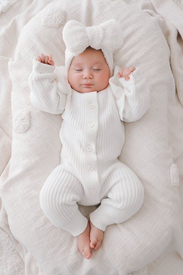 Petite & Co Teddy Bow - White