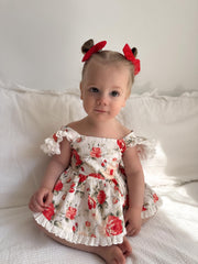 A Little Lacey Olive Baby Girls Floral Christmas Romper