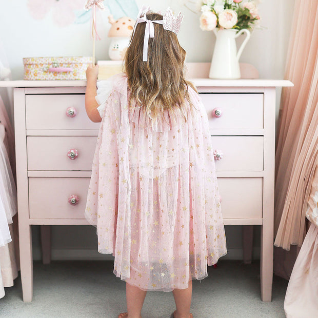 Alimrose Tulle Star Cape – Blush
