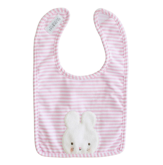 Alimrose Baby Bunny Bib Pink Stripe