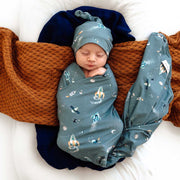 Snuggle Hunny Organic Jersey Wrap & Beanie Set - Rocket