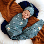 Snuggle Hunny Organic Jersey Wrap & Beanie Set - Rocket