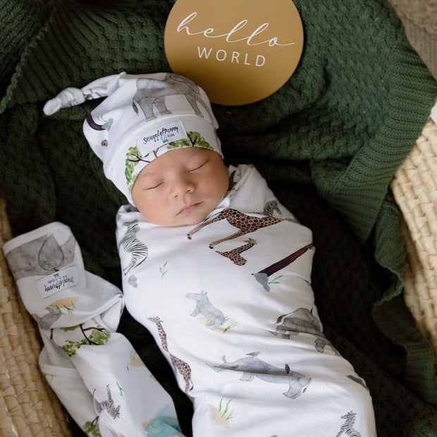 Snuggle Hunny Safari Organic Jersey Wrap & Beanie Set