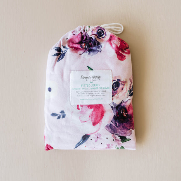 Snuggle Hunny Floral Kiss Fitted Bassinet Sheet / Change Pad Cover