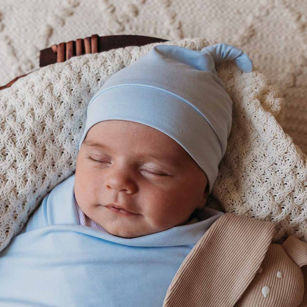 Snuggle Hunny Baby Blue Organic Knotted Beanie