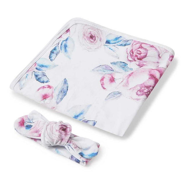 Snuggle Hunny Jersey Wrap & Topknot Set - Lilac Skies