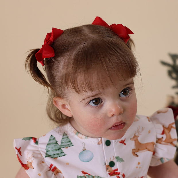 Snuggle Hunny Red Piggy Tail Hair Clips - Pair
