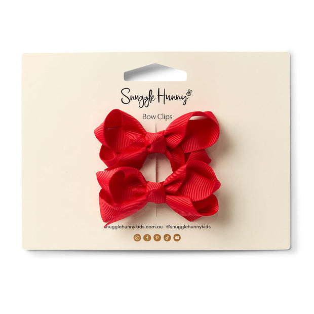 Snuggle Hunny Red Piggy Tail Hair Clips - Pair