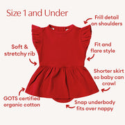 Snuggle Hunny Red  Short Sleeve Organic Dress