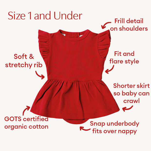 Snuggle Hunny Red  Short Sleeve Organic Dress