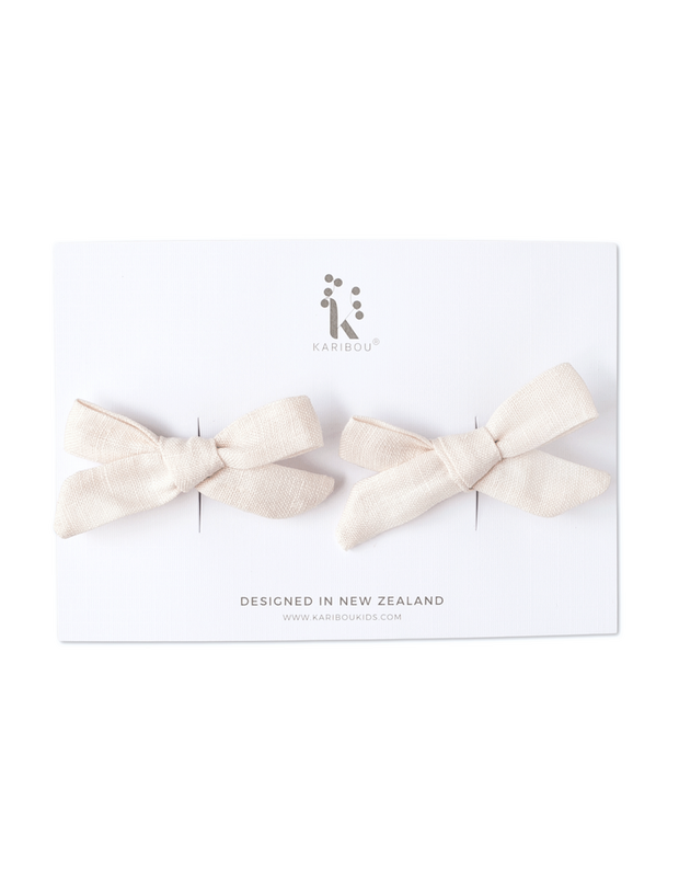 Karibou School Girl Linen Bow - Cream