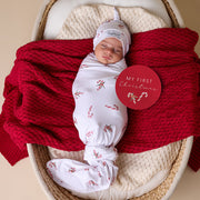 Snuggle Hunny Red Diamond Knit Organic Baby Blanket