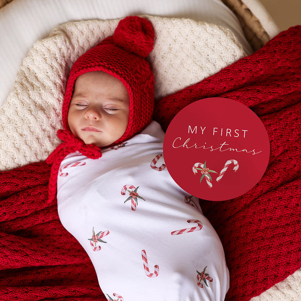 Snuggle Hunny Red Diamond Knit Organic Baby Blanket