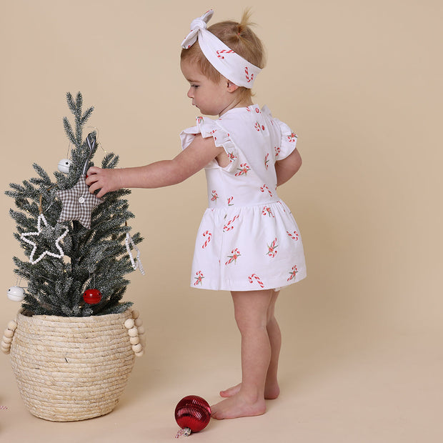 Snuggle Hunny Short Sleeve Organic Dress - Christmas - Candy Cane