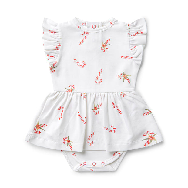 Snuggle Hunny Short Sleeve Organic Dress - Christmas - Candy Cane