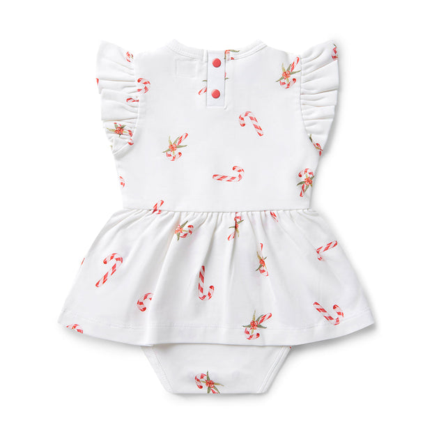 Snuggle Hunny Short Sleeve Organic Dress - Christmas - Candy Cane