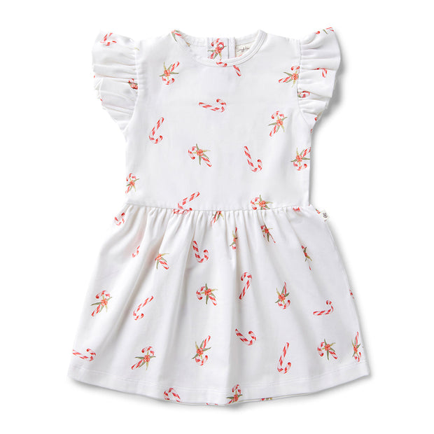 Snuggle Hunny Short Sleeve Organic Dress - Christmas - Candy Cane