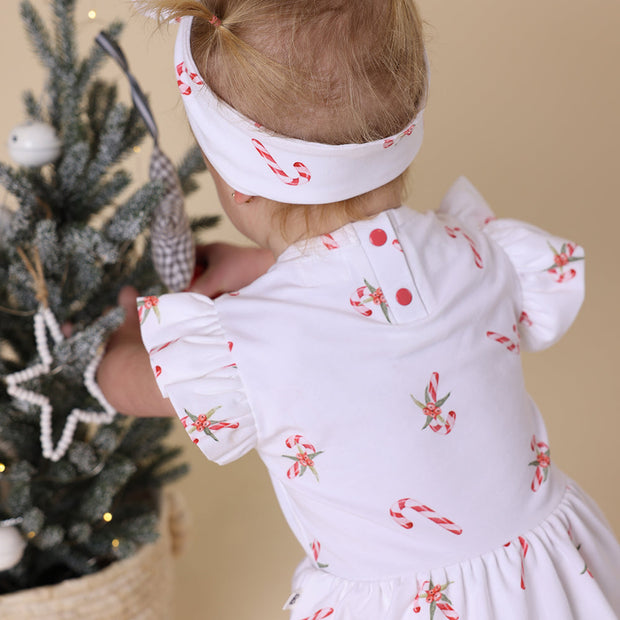 Snuggle Hunny Short Sleeve Organic Dress - Christmas - Candy Cane
