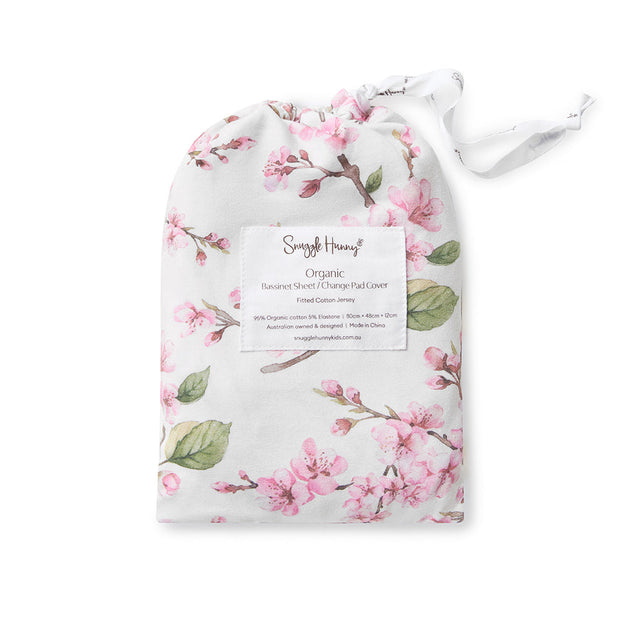 Snuggle Hunny Organic Bassinet Sheet / Change Pad Cover - Cherry Blossom