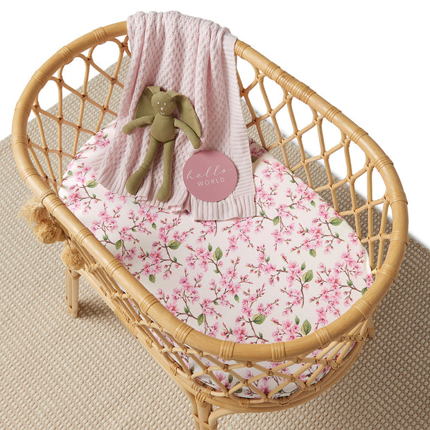 Snuggle Hunny Organic Bassinet Sheet / Change Pad Cover - Cherry Blossom