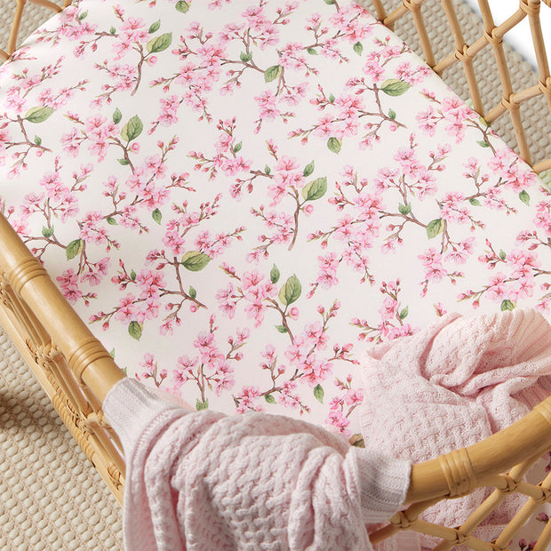 Snuggle Hunny Organic Bassinet Sheet / Change Pad Cover - Cherry Blossom