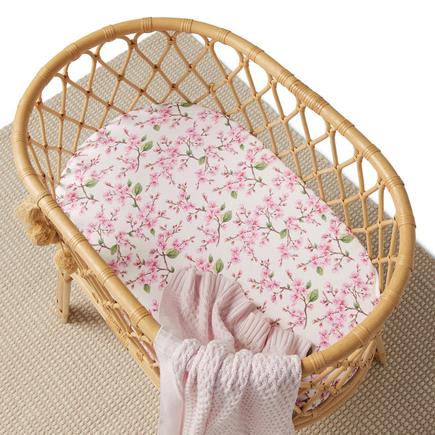 Snuggle Hunny Organic Bassinet Sheet / Change Pad Cover - Cherry Blossom