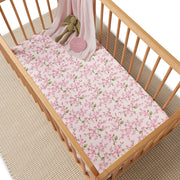 Snuggle Hunny Organic Fitted Cot Sheet Cherry Blossom