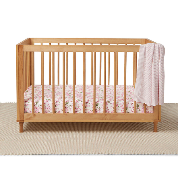 Snuggle Hunny Organic Fitted Cot Sheet Cherry Blossom