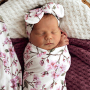 Snuggle Hunny Organic Jersey Wrap & Topknot Set - Cherry Blossom