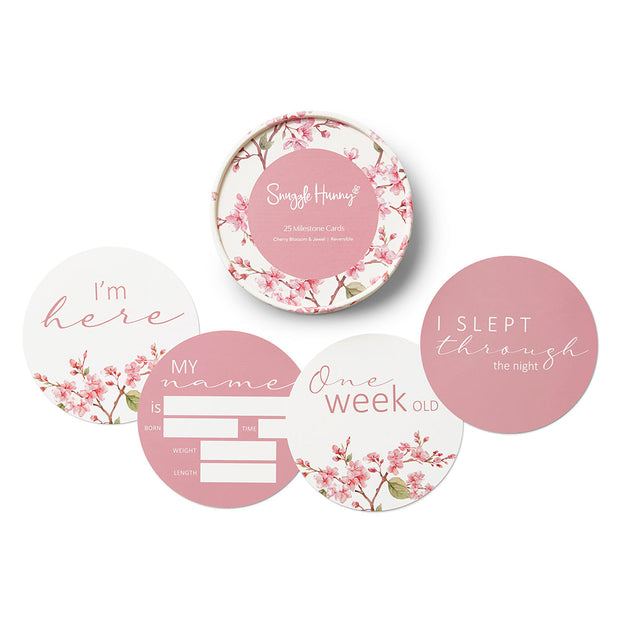 Snuggle Hunny Reversible Milestone Cards - Cherry Blossom & Jewel