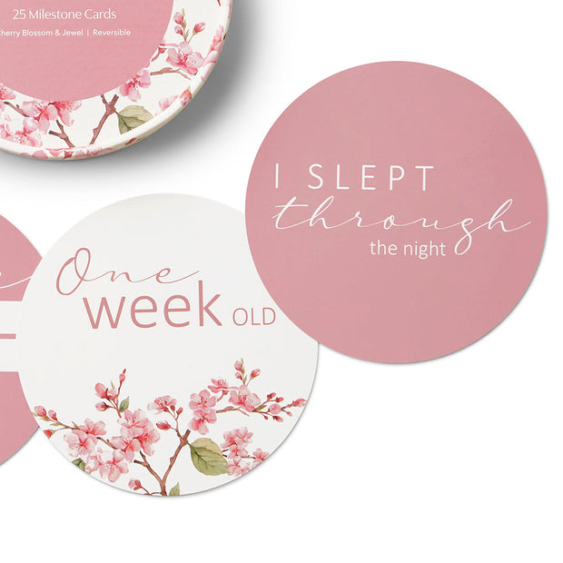 Snuggle Hunny Reversible Milestone Cards - Cherry Blossom & Jewel