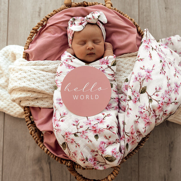 Snuggle Hunny Reversible Milestone Cards - Cherry Blossom & Jewel