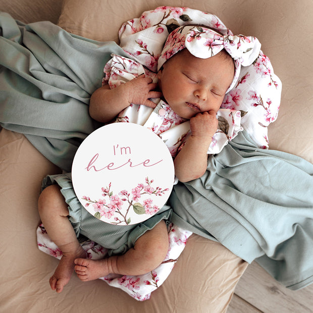 Snuggle Hunny Reversible Milestone Cards - Cherry Blossom & Jewel