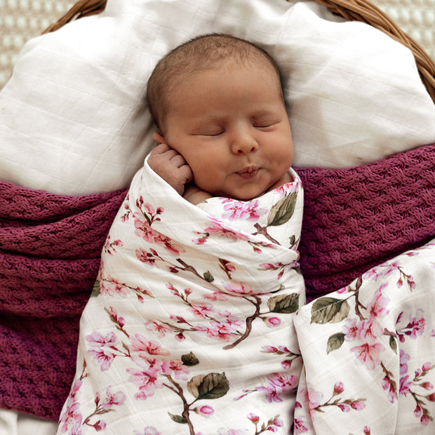 Snuggle Hunny Organic Muslin Wrap - Cherry Blossom