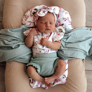 Snuggle Hunny Short Sleeve Organic Bodysuit with Frill - Cherry Blossom