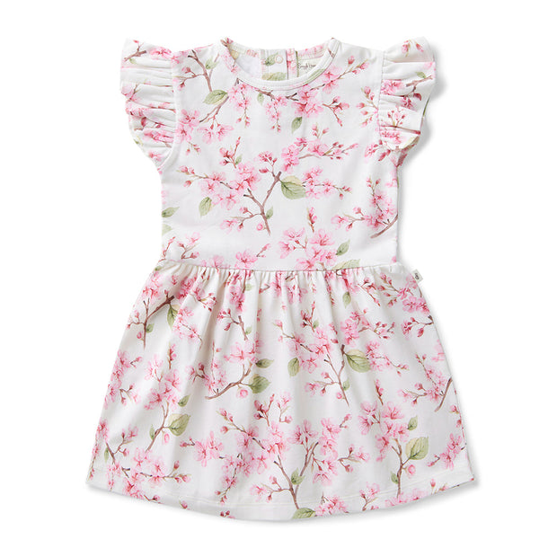 Snuggle Hunny Short Sleeve Organic Dress - Cherry Blossom