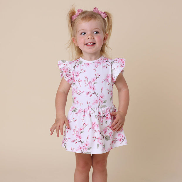 Snuggle Hunny Short Sleeve Organic Dress - Cherry Blossom